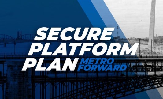 Graphic with main header Secure Platform Plan and subhead Metro Forward