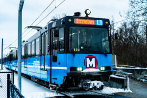 Photo of MetroLink train in the snow